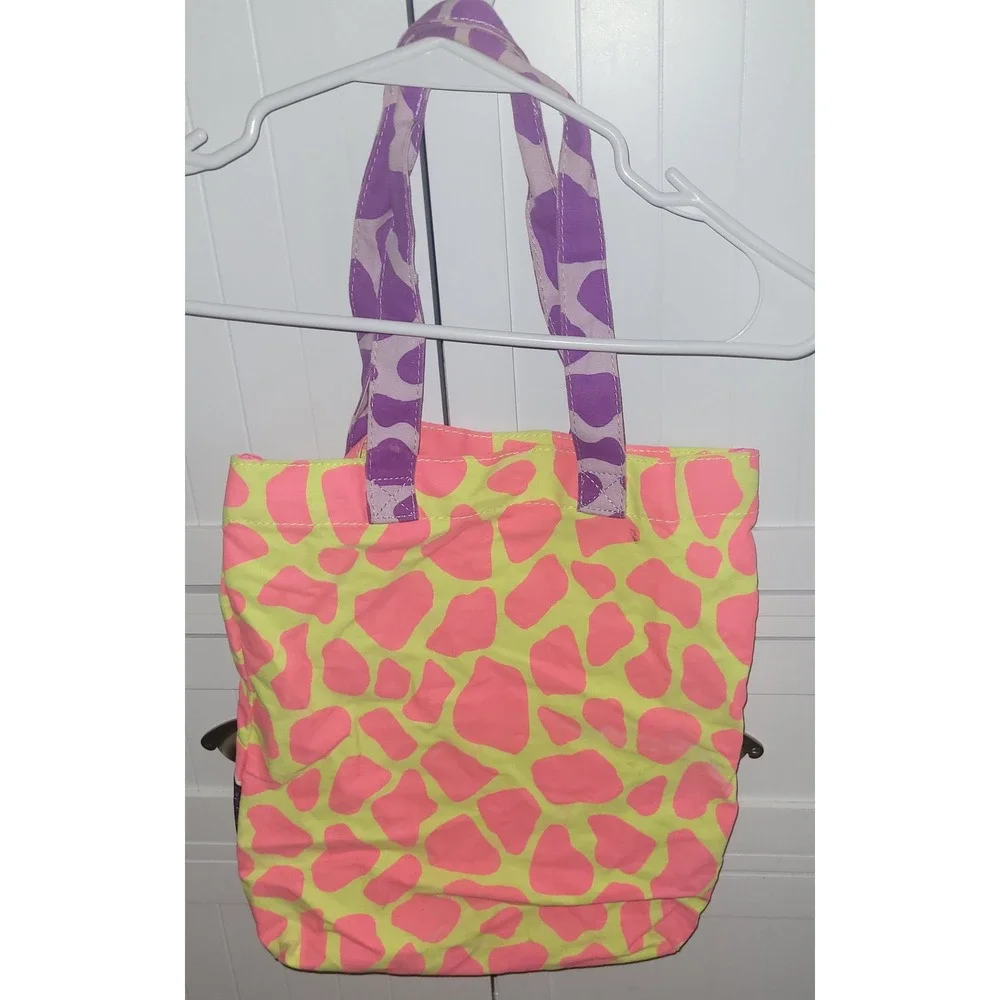 Justice Giraffe Totes Adorbs‎ Tote Bag Pink Yellow Purple Glitter y2k girl core